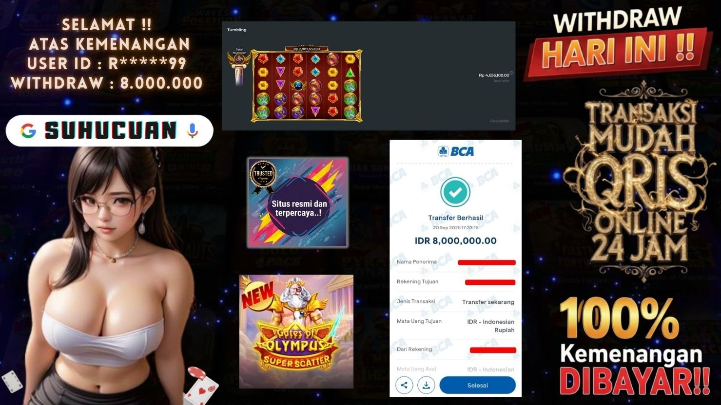 SUHUCUAN JACKPOT SLOT GATES OF OLYMPUS SUPER SCATTER